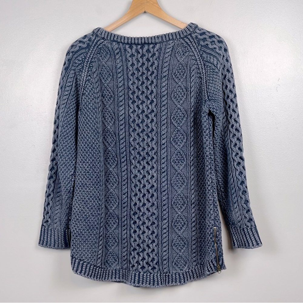 L.L. Bean Signature cotton fisherman tunic sweater, washed blue, large. - Picture 3 of 10